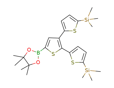 Molecular Structure of 937207-38-0 ((5'-(4,4,5,5-tetramethyl-1,3,2-dioxaborolan-2-yl)-[2,2':3',2''-terthiophene]-5,5''-diyl)bis(trimethylsilane))