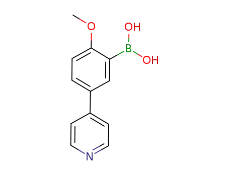Molecular Structure of 196861-33-3 (2-METHOXY-5-(PYRIDIN-4-YL)PHENYLBORONIC ACID)