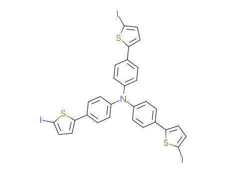 Molecular Structure of 1379804-23-5 (tris (4-(5-iodothiophen-2-yl)phenyl)amine)