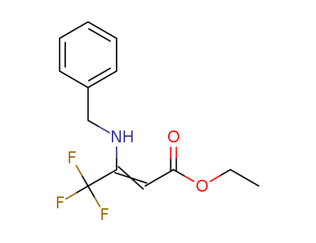 Molecular Structure of 150892-04-9 (2-Butenoic acid, 4,4,4-trifluoro-3-[(phenylmethyl)amino]-, ethyl ester)