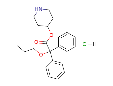 Molecular Structure of 108640-64-8 (Benzeneacetic acid, a-phenyl-a-propoxy-, 4-piperidinyl ester,
hydrochloride)