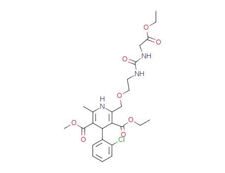 Molecular Structure of 97290-23-8 (1-<2-<<4-(2-chlorophenyl)-3-(ethoxycarbonyl)-5-(methoxycarbonyl)-6-methyl-1,4-dihydropyrid-2-yl>methoxy>ethyl>-3-<(ethoxycarbonyl)methyl>urea)