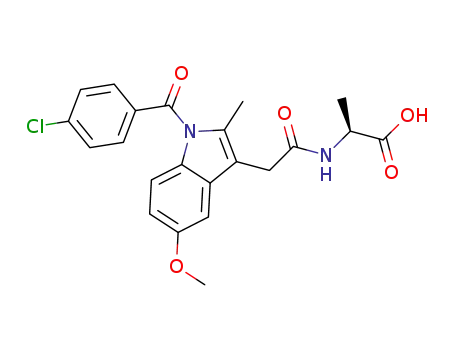 Molecular Structure of 76812-17-4 (N-({1-[(4-chlorophenyl)carbonyl]-5-methoxy-2-methyl-1H-indol-3-yl}acetyl)-L-alanine)