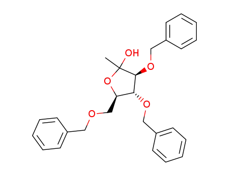 Molecular Structure of 138811-36-6 (1-methyl-2,3,5-tri-O-benzyl-D-arabinofuranose)