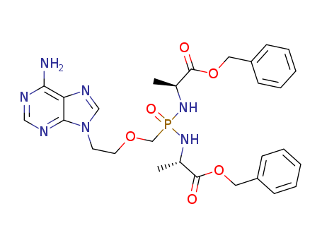 Molecular Structure of 168537-50-6 (L-Alanine,
N,N'-[[[2-(6-amino-9H-purin-9-yl)ethoxy]methyl]phosphinylidene]bis-,
bis(phenylmethyl) ester)