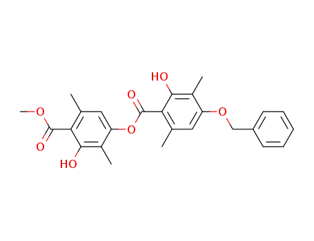 Molecular Structure of 111258-35-6 (methyl 4-(4-benzyloxy-2-hydroxy-3,6-dimethylbenzoyloxy)-2-hydroxy-3,6-dimethylbenzoate)