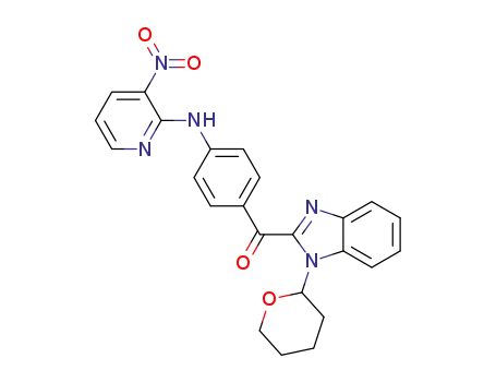 Molecular Structure of 1588418-79-4 ((4-((3-nitropyridin-2-yl)amino)phenyl)(1-(tetrahydro-2H-pyran-2-yl)-1H-benzo[d]imidazol-2-yl)methanone)