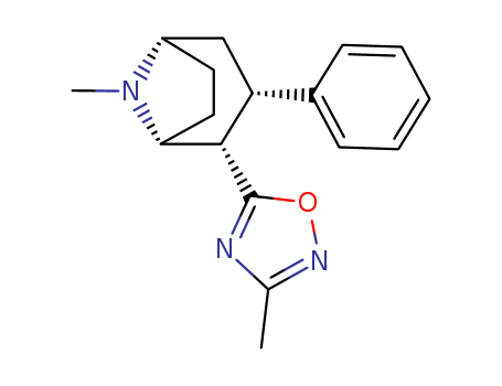 146659-37-2,8-Azabicyclo[3.2.1]octane, 8-methyl-2-(3-methyl-1,2,4-oxadiazol-5-yl)-3-phenyl-, [1R-(exo,exo)]-,RTI(-4229)-126;(-)-2β-(1,2,4-Oxadiazol-5-methyl)-3β-phenyltropane;(1R,2S,3S,5S)-8-methyl-2-(3-methyl-1,2,4-oxadiazol-5-yl)-3-phenyl-8-azabicyclo[3.2.1]octane;RTI-126;