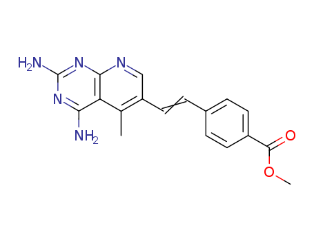 Molecular Structure of 110202-57-8 (Benzoic acid,
4-[2-(2,4-diamino-5-methylpyrido[2,3-d]pyrimidin-6-yl)ethenyl]-, methyl
ester)