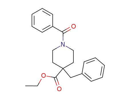 Molecular Structure of 136080-22-3 (4-Piperidinecarboxylic acid, 1-benzoyl-4-(phenylmethyl)-, ethyl ester)