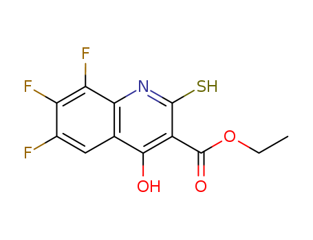 Molecular Structure of 119474-35-0 (3-Quinolinecarboxylic acid,
6,7,8-trifluoro-1,2-dihydro-4-hydroxy-2-thioxo-, ethyl ester)