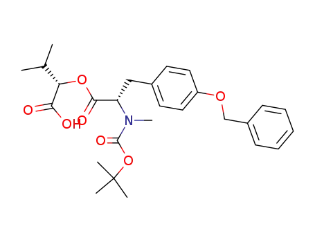 Molecular Structure of 185448-71-9 (L-Tyrosine,
N-[(1,1-dimethylethoxy)carbonyl]-N-methyl-O-(phenylmethyl)-,
(1S)-1-carboxy-2-methylpropyl ester)