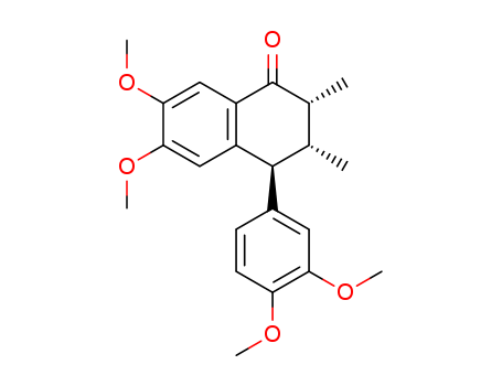Molecular Structure of 114029-73-1 (1(2H)-Naphthalenone,4-(3,4-dimethoxyphenyl)-3,4-dihydro-6,7-dimethoxy-2,3-dimethyl-, (2R,3R,4R)-)