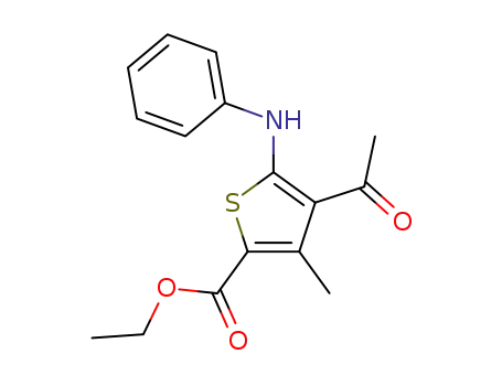 Molecular Structure of 393802-93-2 (ETHYL 4-ACETYL-5-ANILINO-3-METHYL-2-THIOPHENECARBOXYLATE)