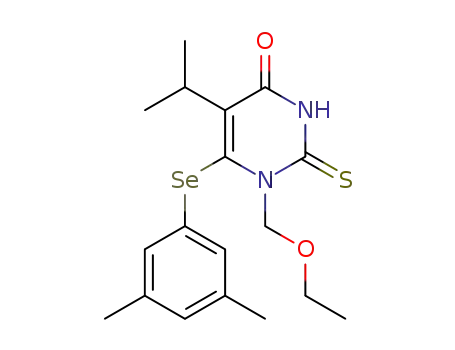 Molecular Structure of 172255-96-8 (6-[(3,5-dimethylphenyl)selanyl]-1-(ethoxymethyl)-5-(1-methylethyl)-2-thioxo-2,3-dihydropyrimidin-4(1H)-one)