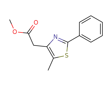 Molecular Structure of 175136-29-5 (METHYL 2-(5-METHYL-2-PHENYL-1,3-THIAZOL-4-YL)ACETATE)