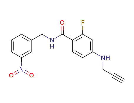 Molecular Structure of 173952-01-7 (1-<<N-<2-fluoro-4-(prop-2-ynylamino)benzoyl>amino>methyl>-3-nitrobenzene)
