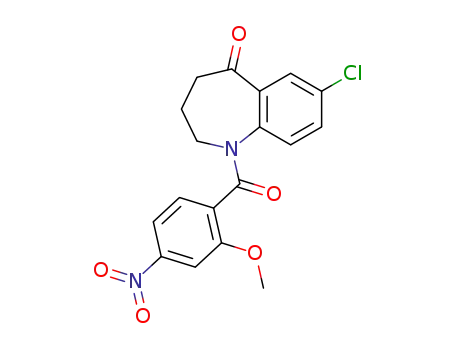 Molecular Structure of 247237-91-8 (7-chloro-1-(2-methoxy-4-nitrobenzoyl)-5-oxo-2,3,4,5-tetrahydro-1H-1-benzazepine)
