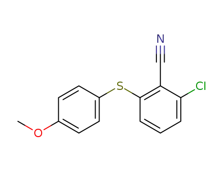 Molecular Structure of 101339-45-1 (Benzonitrile, 2-chloro-6-[(4-methoxyphenyl)thio]-)