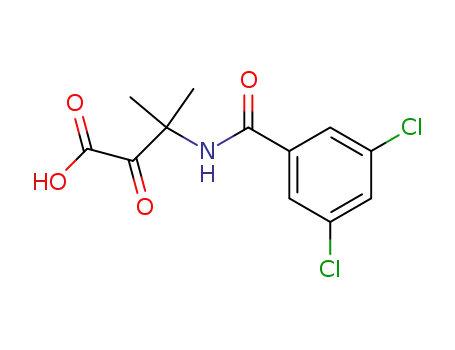 Molecular Structure of 31110-51-7 (3-[(3,5-dichlorobenzoyl)amino]-3-methyl-2-oxobutanoic acid)
