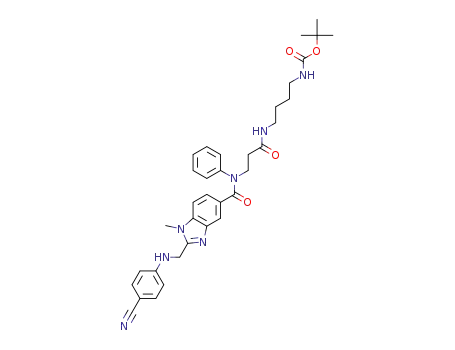 Molecular Structure of 1315605-54-9 ({4-[3-({2-[(4-Cyano-phenylamino)-methyl]-1-methyl-1H-benzoimidazole-5-carbonyl}-phenyl-amino)-propionylamino]-butyl}-carbamic acid tert-butyl ester)