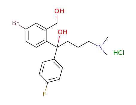 Molecular Structure of 508169-73-1 (1-[4-BROMO-2-(HYDROXYMETHYL)PHENYL]-4-(DIMETHYLAMINO)-1-(4-FLUOROPHENYL) BUTAN-1-OL HYDROCHLORIDE)