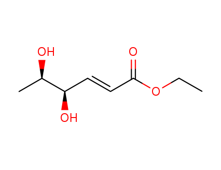 Molecular Structure of 143289-01-4 (2-Hexenoic acid, 4,5-dihydroxy-, ethyl ester, (2E,4R,5R)-)