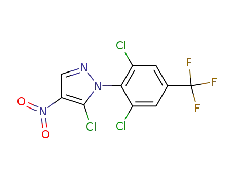 Molecular Structure of 104924-72-3 (1H-Pyrazole, 5-chloro-1-[2,6-dichloro-4-(trifluoromethyl)phenyl]-4-nitro-)