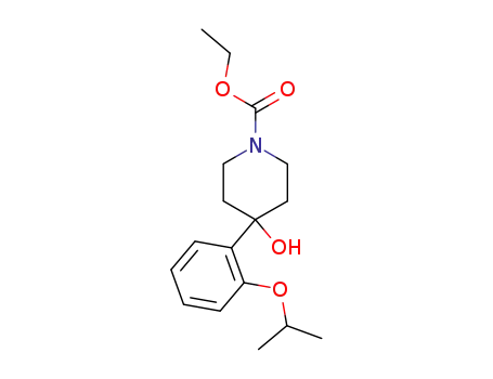 Molecular Structure of 148583-61-3 (1-Piperidinecarboxylic acid, 4-hydroxy-4-[2-(1-methylethoxy)phenyl]-,
ethyl ester)