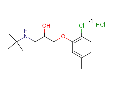 Molecular Structure of 15148-80-8 (3-(tert-butylamino)-1-[(6-chloro-m-tolyl)oxy]propan-2-ol hydrochloride)