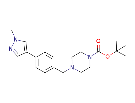 Molecular Structure of 1043508-73-1 (1-(tert-butyloxycarbonyl)-4-[(4-(1-methyl-pyrazol-4-yl)phenyl)methyl]-piperazine)