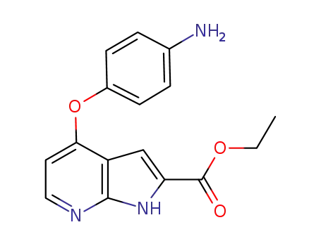 Molecular Structure of 1021950-18-4 (1H-Pyrrolo[2,3-b]pyridine-2-carboxylic acid, 4-(4-aminophenoxy)-, ethyl ester)