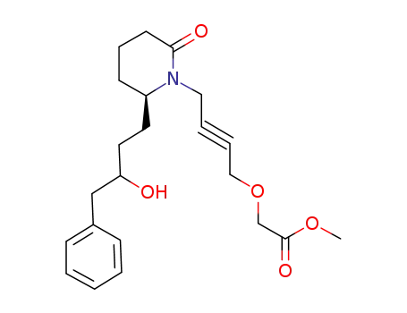 Acetic acid,
[[4-[(2R)-2-(3-hydroxy-4-phenylbutyl)-6-oxo-1-piperidinyl]-2-butynyl]oxy]-,
methyl ester