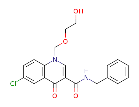 Molecular Structure of 1185869-41-3 (6-chloro-1-[(2'-hydroxyethoxy)methyl]-N-[(phenyl)methyl]-1,4-dihydro-4-oxoquinoline-3-carboxamide)