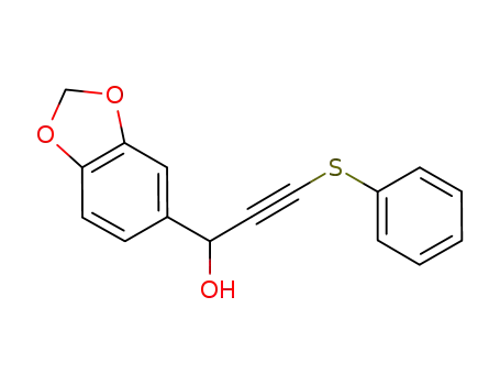 Molecular Structure of 1242027-84-4 (1-(3,4-methenedioxyphenyl)-3-(phenylsulfanyl)prop-2-yn-1-ol)