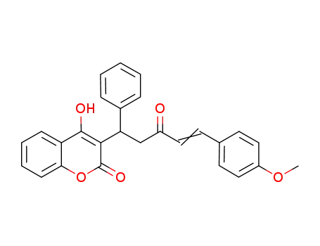 Molecular Structure of 1189759-38-3 (4-hydroxy-3-[5-(4-methoxy-phenyl)-3-oxo-1-phenyl-pent-4-enyl]-chromen-2-one)