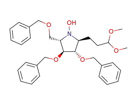 Molecular Structure of 1231217-52-9 ((2S,3S,4S,5S)-1-hydroxyl-3,4-bis-(benzyloxy)-2-((benzyloxy)methyl)-5-(3,3-dimethoxypropyl)pyrrolidine)
