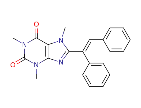 Molecular Structure of 99765-12-5 ((E)-8-(1,2-Diphenylethenyl)-3,7-dihydro-1,3,7-trimethyl-1H-purin-2,6-dion)