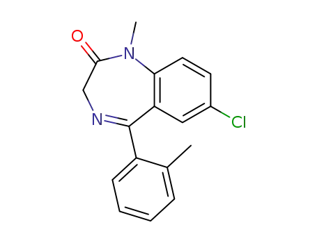 Molecular Structure of 5358-34-9 (2H-1,4-Benzodiazepin-2-one,
7-chloro-1,3-dihydro-1-methyl-5-(2-methylphenyl)-)