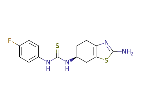 Molecular Structure of 1262552-28-2 (1-((S)-2-amino-4,5,6,7-tetrahydrobenzo[d]thiazol-6-yl)-3-(4-fluorophenyl)thiourea)