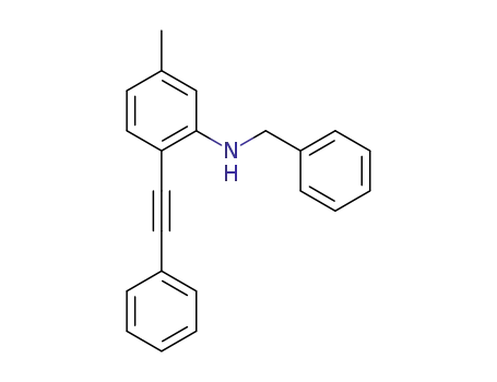 Molecular Structure of 1380395-17-4 (N-benzyl-5-methyl-2-(phenylethynyl)aniline)