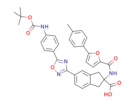 5-[5-(4-tert-butoxycarbonylamino-phenyl)-[1,2,4]oxadiazol-3-yl]-2-[(5-p-tolyl-furan-2-carbonyl)-amino]-indan-2-carboxylic acid