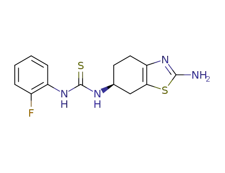 Molecular Structure of 1262552-31-7 (1-((S)-2-amino-4,5,6,7-tetrahydrobenzo[d]thiazol-6-yl)-3-(2-fluorophenyl)thiourea)