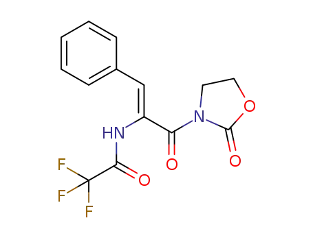 Molecular Structure of 1412450-31-7 ((Z)-2,2,2-trifluoro-N-(3-oxo-3-(2-oxooxazolidin-3-yl)-1-phenylprop-1-en-2-yl)acetamide)