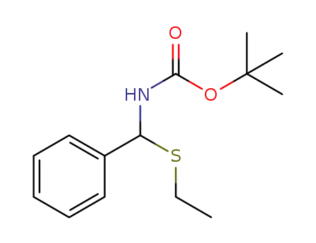 Molecular Structure of 1323902-49-3 (tert-butyl ((ethylthio)(phenyl)methyl)carbamate)