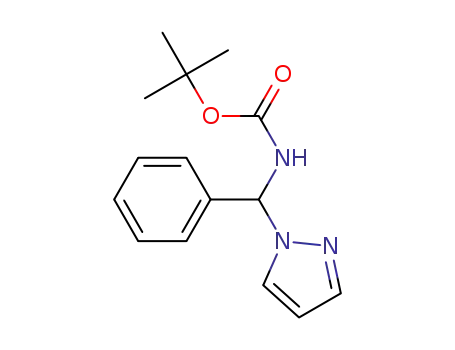 Molecular Structure of 1612786-59-0 (tert-butyl (phenyl)(1H-pyrazol-1-yl)methylcarbamate)