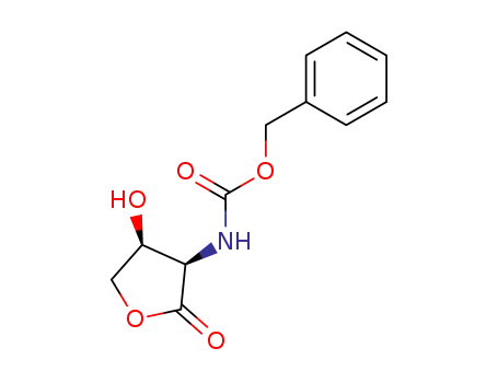 Molecular Structure of 115887-84-8 (Carbamic acid, [(3R,4S)-tetrahydro-4-hydroxy-2-oxo-3-furanyl]-,
phenylmethyl ester)