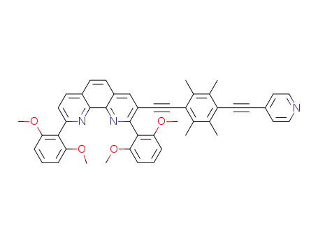 Molecular Structure of 1450665-95-8 (2,9-bis(2,6-dimethoxyphenyl)-3-((2,3,5,6-tetramethyl-4-(pyridin-4-ylethynyl)phenyl)ethynyl)-1,10-phenanthroline)
