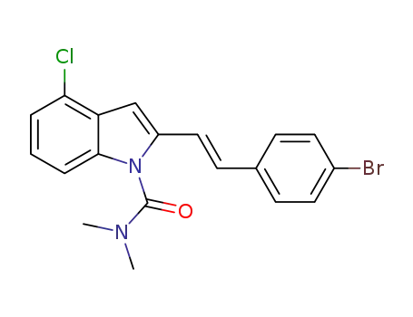 Molecular Structure of 1454704-73-4 ((E)-2-(4-bromostyryl)-4-chloro-N,N-dimethyl-1H-indole-1-carboxamide)