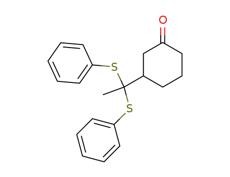 Molecular Structure of 89969-02-8 (Cyclohexanone, 3-[1,1-bis(phenylthio)ethyl]-)